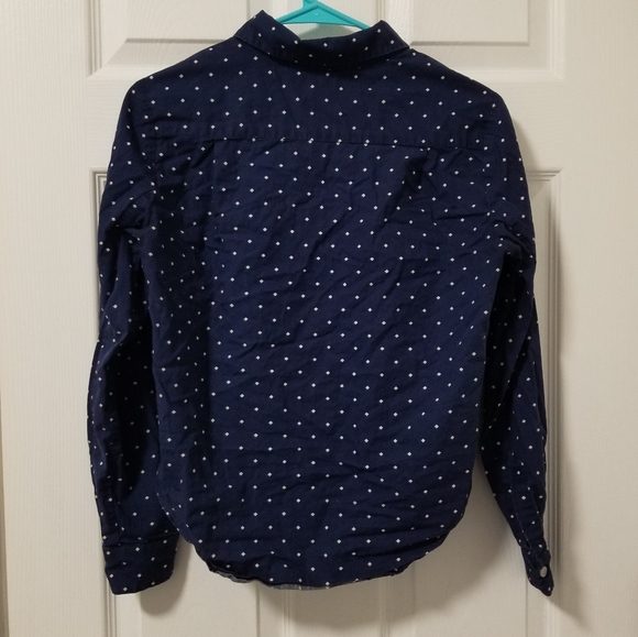 Navy and White Diamond Button up Blouse - Picture 3 of 3